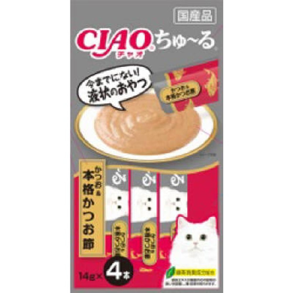 いなば CIAO ちゅーる かつお＆本格かつお節 14g×4本, かつお＆本格かつお節, 14g×4本