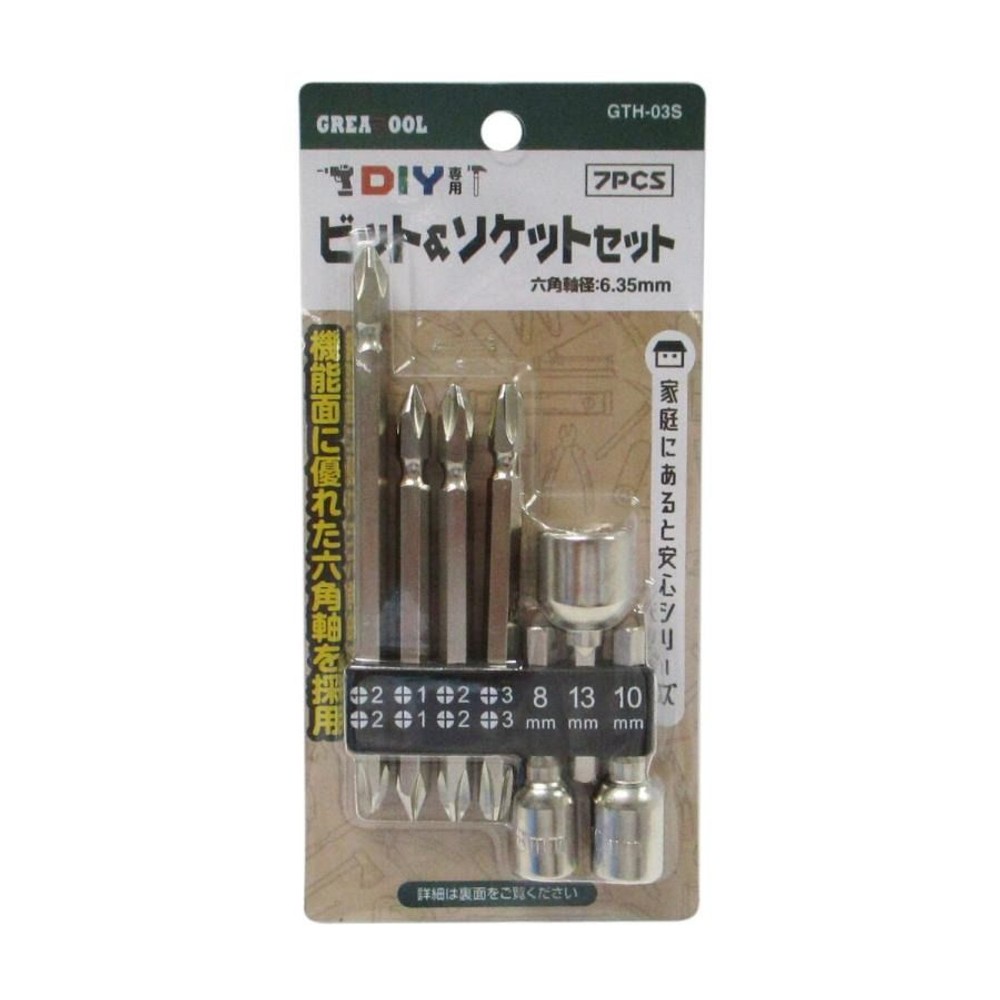 グレートツール ビット＆ソケットセット 7pcs GTH-03S, ビット・ソケットセット, GTH-03S