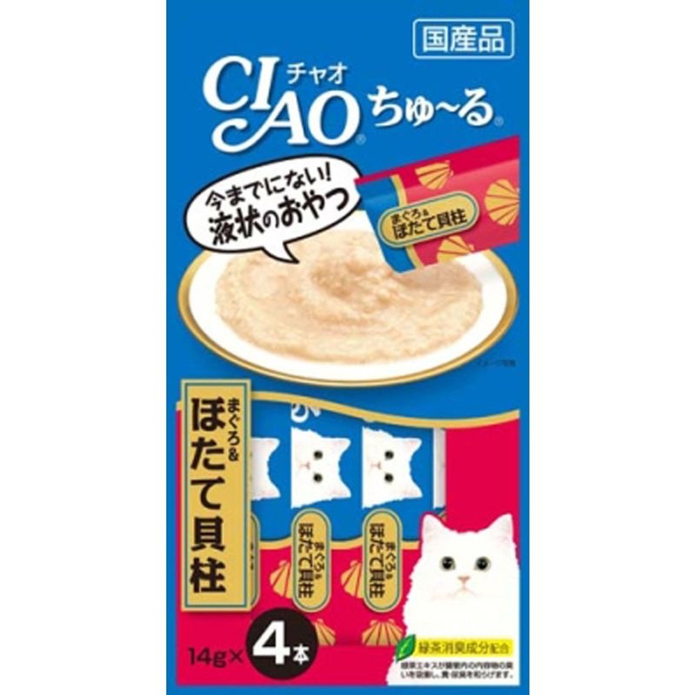 チャオ　ちゅーる　まぐろ＆ほたて貝柱　4本, まぐろ＆ほたて貝柱, 14g&times;4本