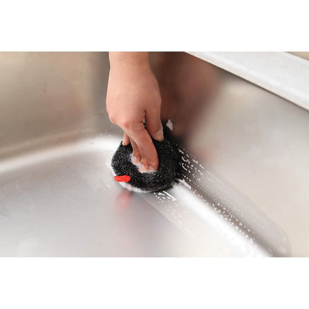 サンベルム　シンク洗いタワシ　ブラック, ブラック, 約幅100×憶15×高100mm