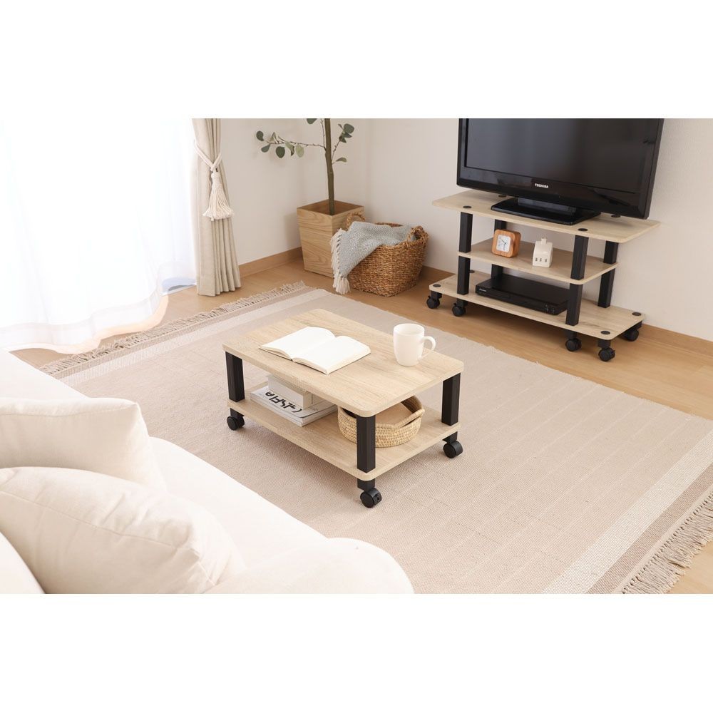 不二貿易 フィット　マルチテーブル（キャスター付）　オーク【メーカー直送・代引不可】, オーク, 幅595mm&times;奥行390mm&times;高さ285mm