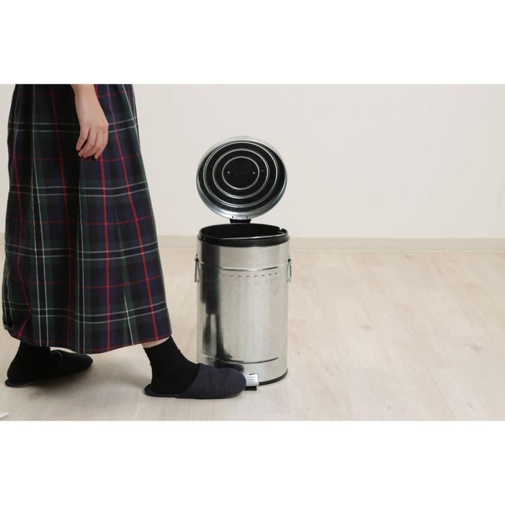 スチール　ラウンドペダルペール　12Ｌ【メーカー直送 代引不可】, スモークブルー, 12L