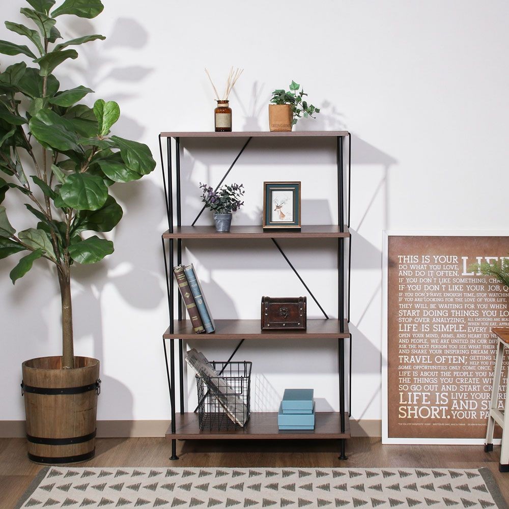 不二貿易 ＥＺＢＯツイストロック　オープンラック４段　ＭＢＲ【メーカー直送・代引不可】, ブラウン, 幅615mm&times;奥行306mm&times;高さ1065mm