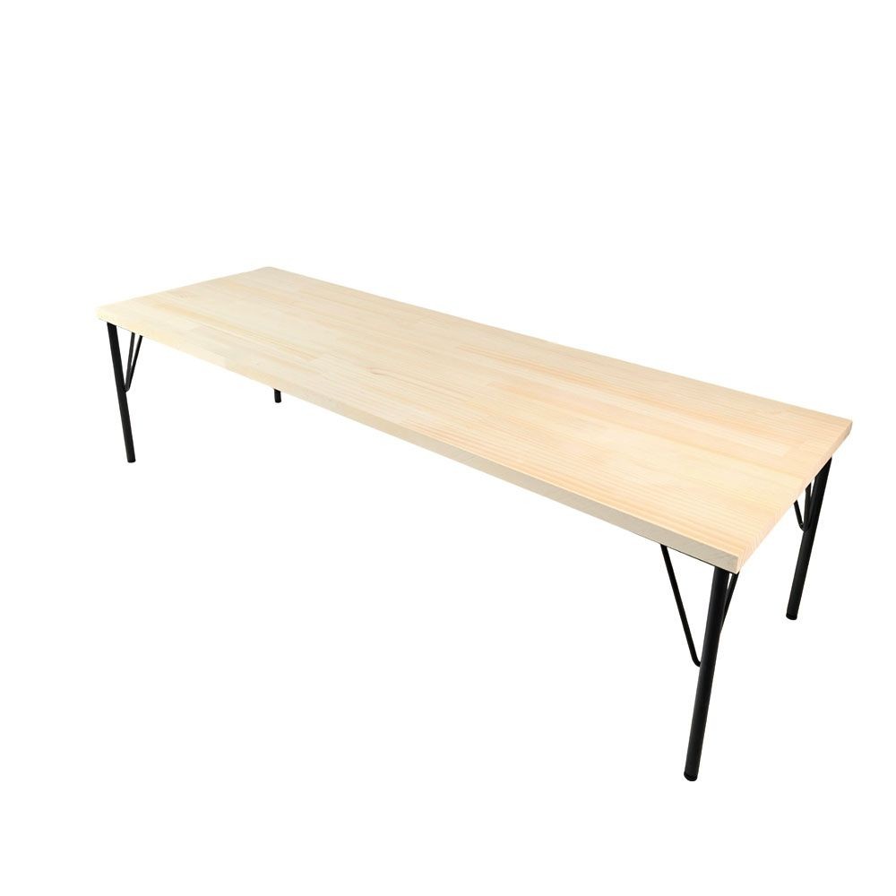 パイン修正材スチール脚付　テーブル組立キット　板サイズ1500&times;500&times;25mm　脚サイズ375mm, パイン(1500&times;500), 375mm脚