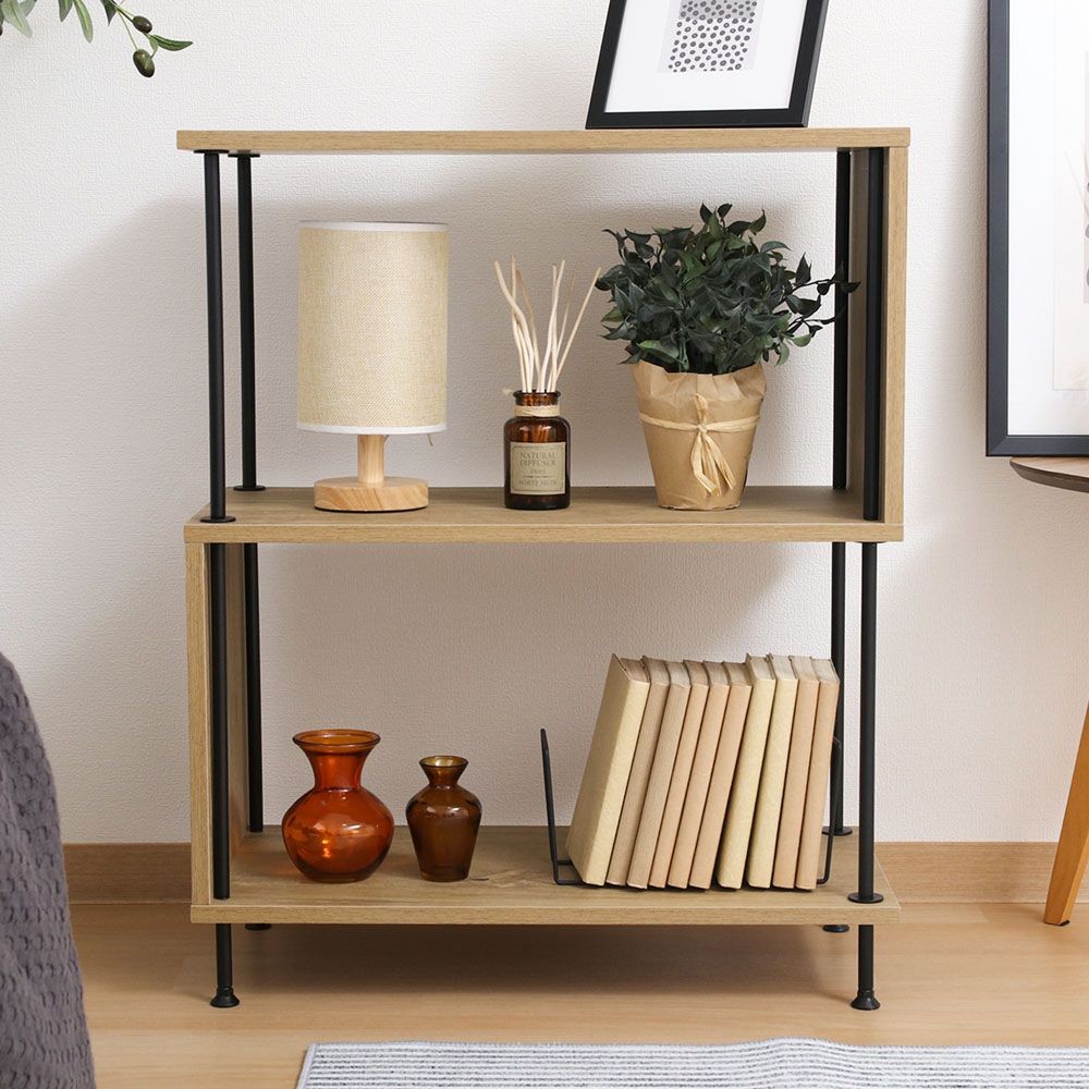 不二貿易 ＥＺＢＯツイストロックＳ型ディスプレイラック３段　ＯＡＫ【メーカー直送・代引不可】, ナチュラル, 幅600mm×奥行300mm×高さ745mm