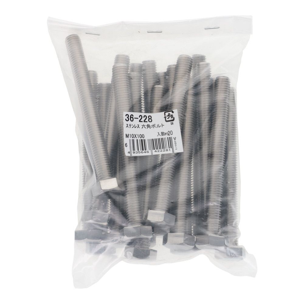 ステンレス　六角ボルト　Ｍ１０&times;１００　２０入, ボルト, M10&times;100