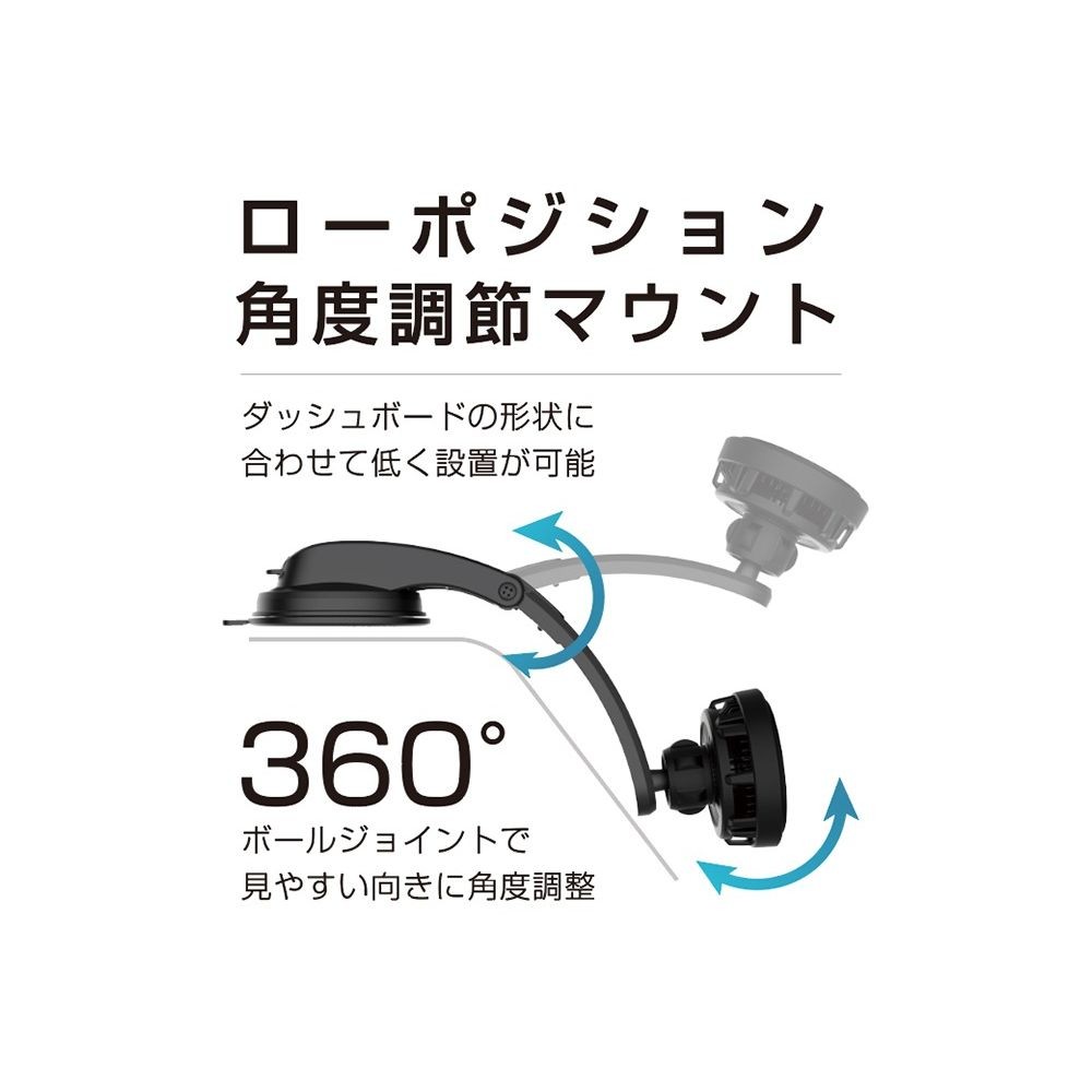 カシムラ Qi2 マグネットワイヤレス充電器 冷却機能 吸盤取付 KW-53, ブラック, KW-53