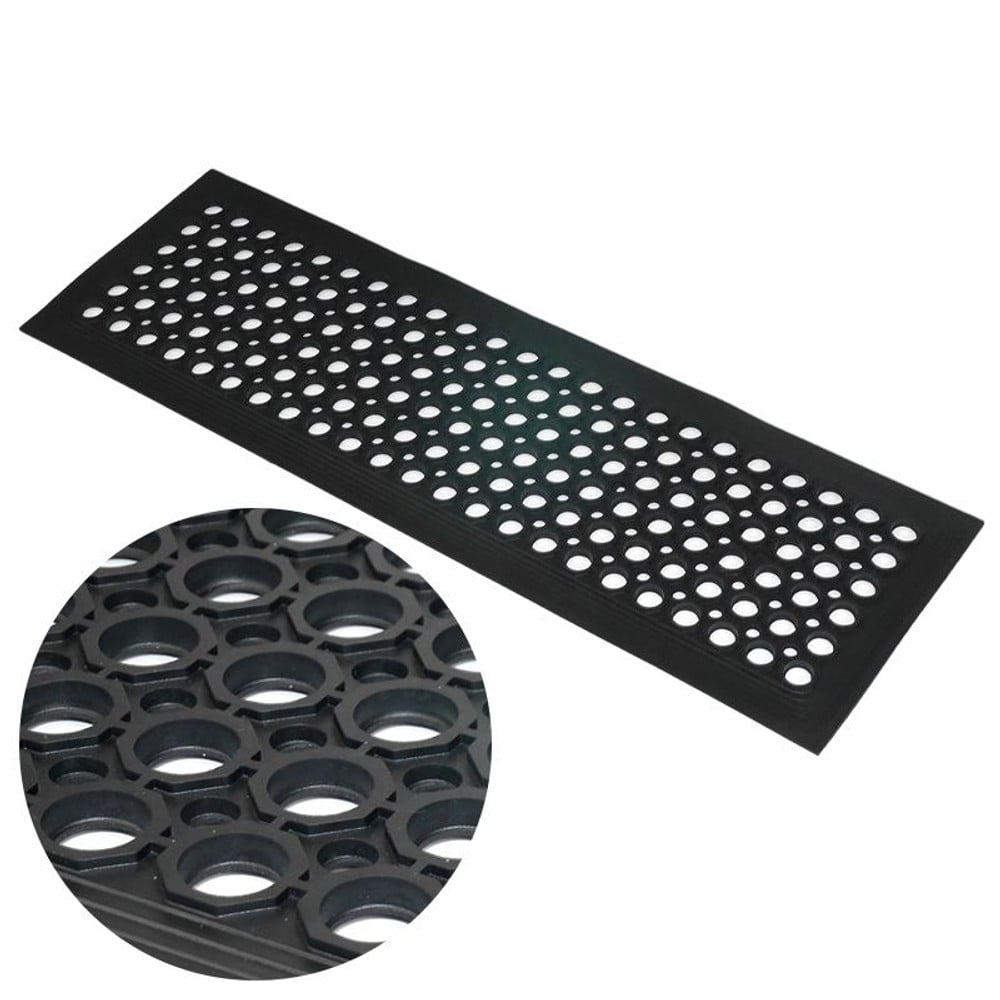 スベリ止め穴あきゴムマット約295ｘ900ｘ12ミリ, ブラック, 幅900&times;奥行295&times;高さ12mm