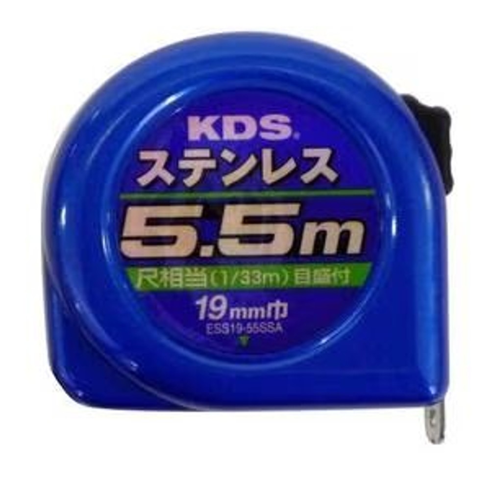 ムラテックKDS ステンレスコンベックス19mm巾 5.5M 尺相当目盛付 ESS19-55SSA, ブルー, 19mm巾 5.5m