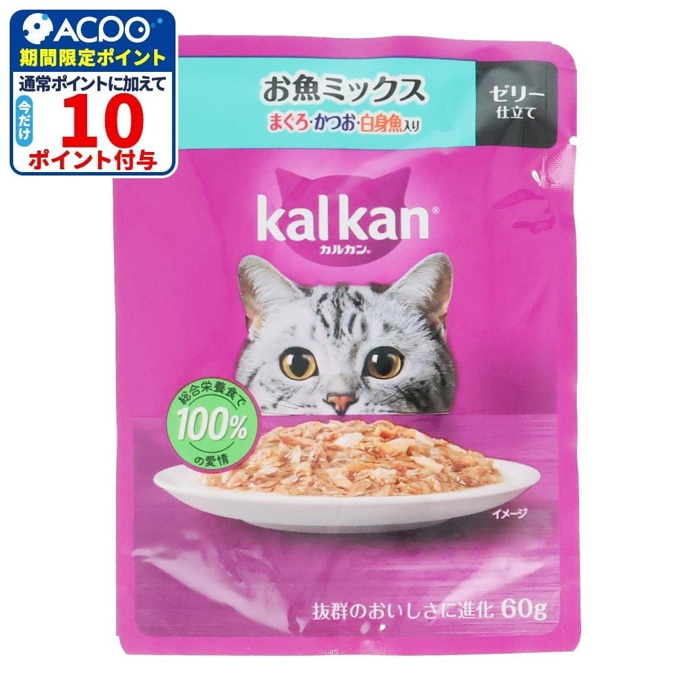 カルカンパウチ　お魚Ｍ　まぐろ・かつお・白身魚入り, お魚Ｍ　まぐろ・かつお・白身魚入り, 60g