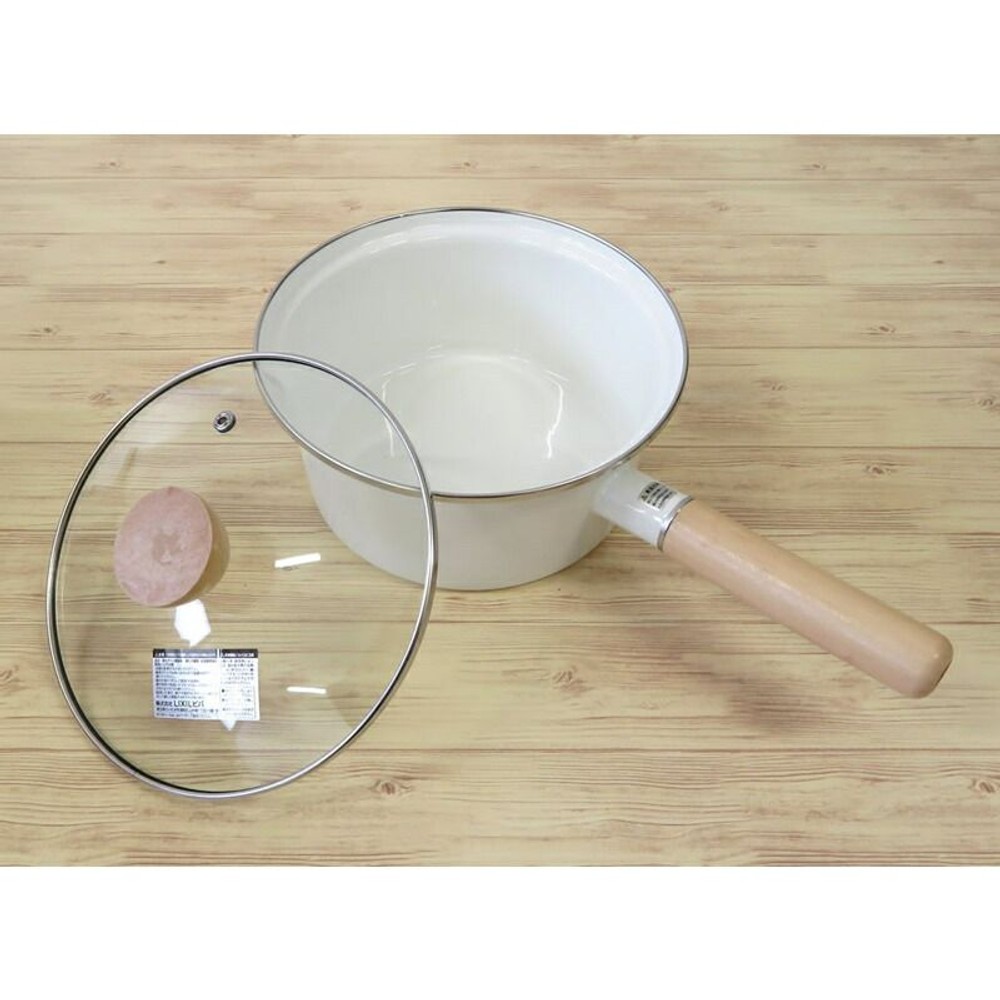 ホーロー片手鍋, ホワイト, 18cm