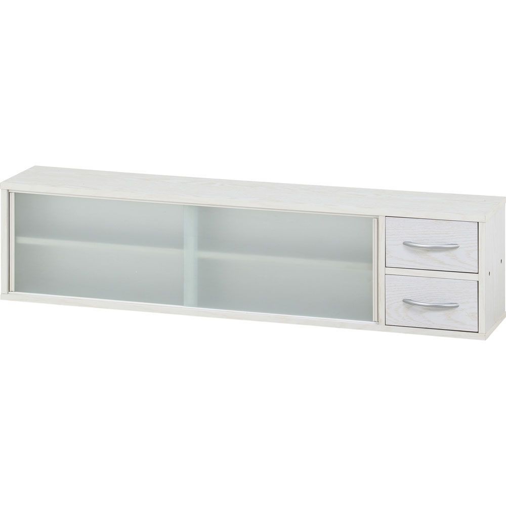 不二貿易 カウンター上収納ラック　１２０幅　オークＷＨ【メーカー直送・代引不可】, ホワイト, 幅1200mm&times;奥行265mm&times;高さ290mm