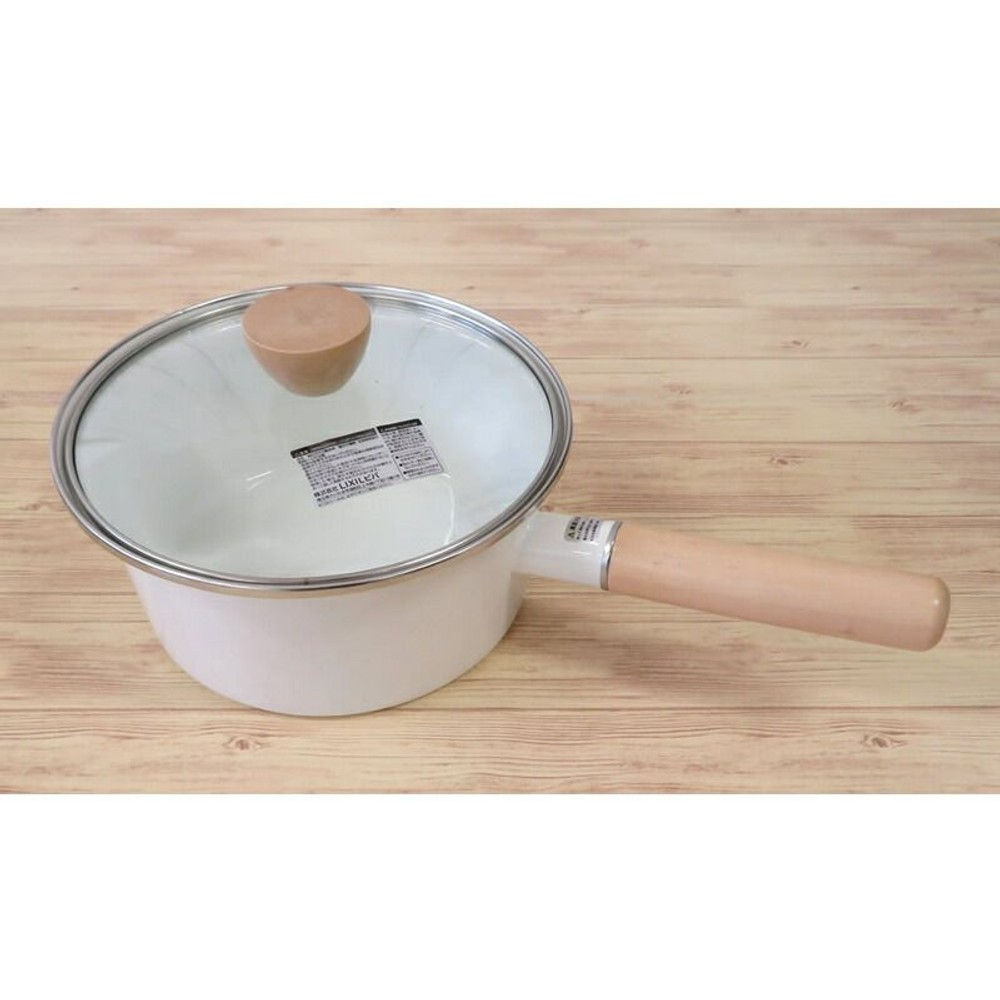 ホーロー片手鍋, ホワイト, 18cm