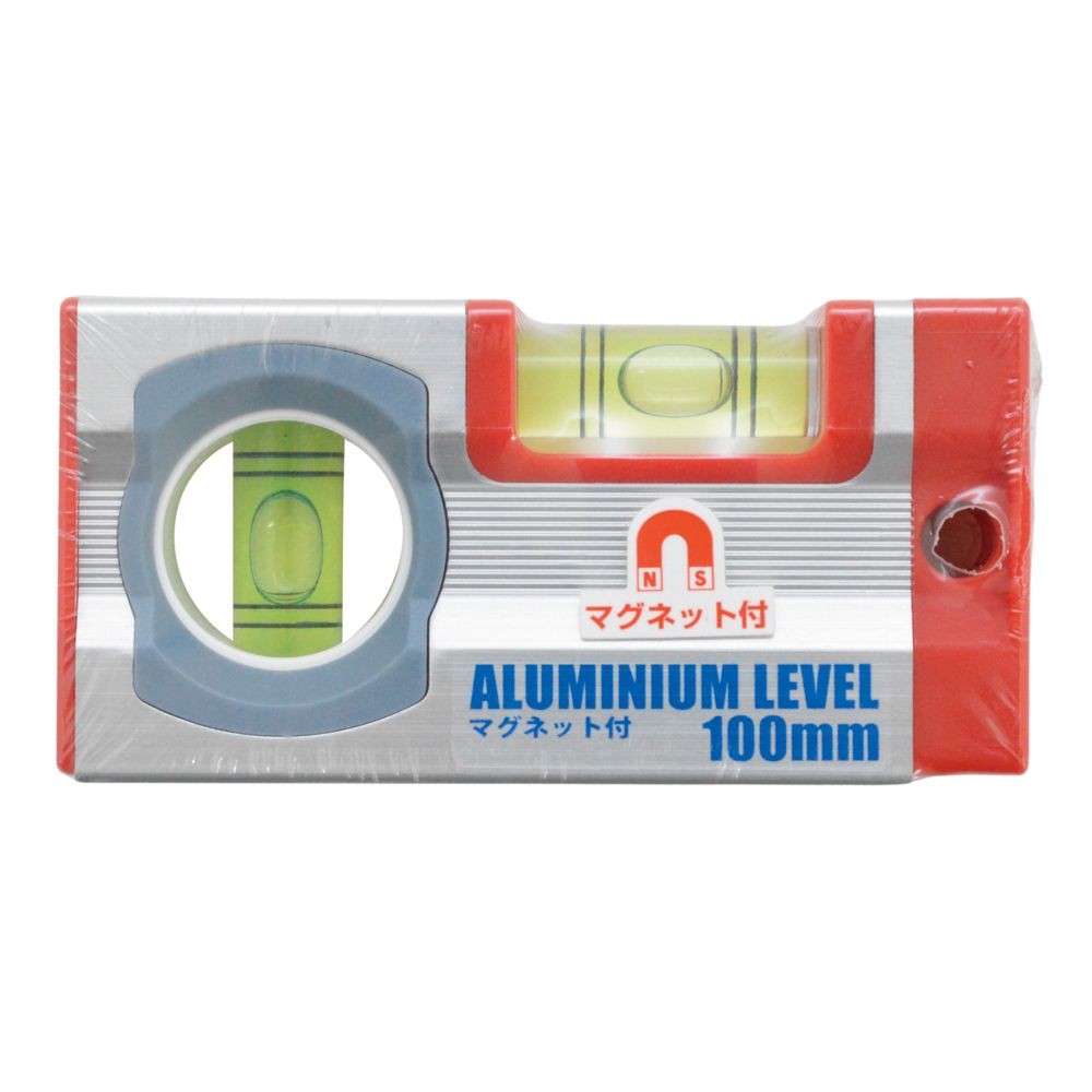 ＡＲＣ　アルミ水平器　１００ｍｍ　マグネット付, アルミ, 100mm