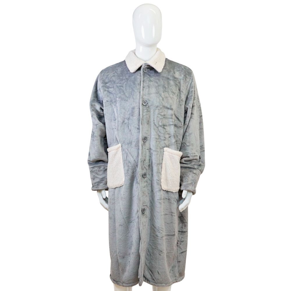 WIZ'A　ウィザ　衿付き着る毛布　ロング丈　グレー, グレー, フリーサイズ