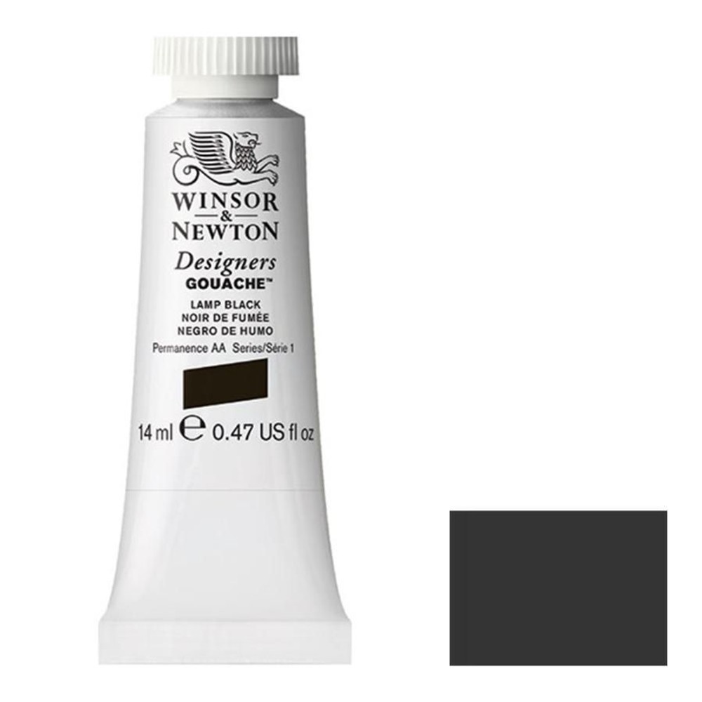 W&N デザイナーズ・ガッシュカラー 14ｍｌ チューブ 337 ランプブラック, 337 ランプブラック, 14mmチューブ