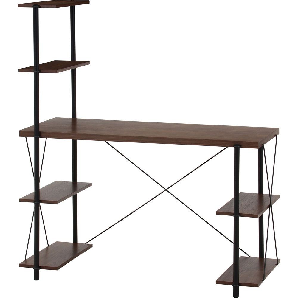 不二貿易 ＥＺＢＯワイヤーロック片袖デスク　ＭＢＲ【メーカー直送・代引不可】, ブラウン, 幅1220mm×奥行565mm×高さ1370mm