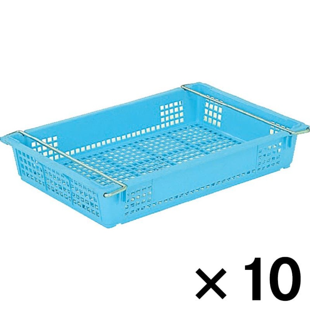 サンコー サンテナーＡ＃30　ハンドル付　ライトブルー &times;10個セット【メーカー直送・代引不可】【法人限定】, ブルー, 10P