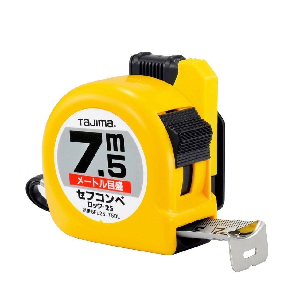 TAJIMA（タジマ）　ロック 25mm幅7.5m セフ　SFL25-75BL, イエロー, 7.5m