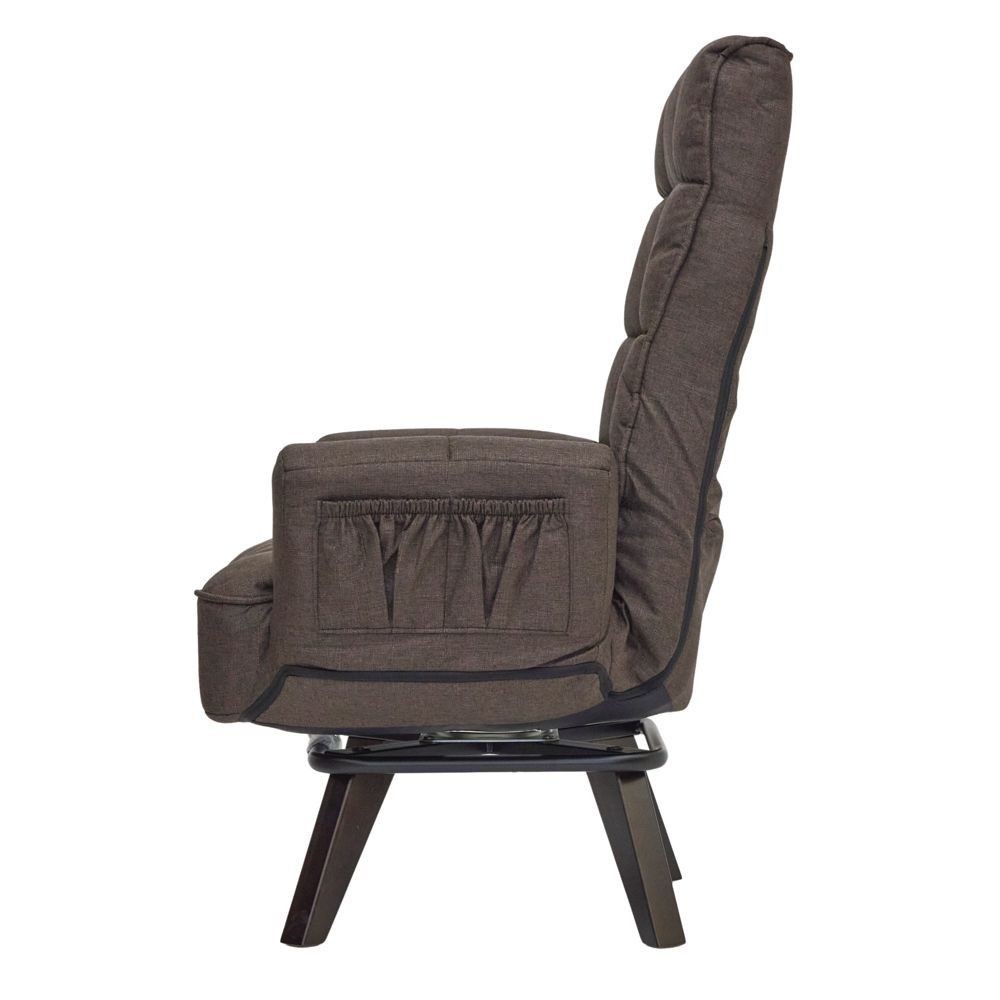 回転肘付きコイルスプリング高座椅子, ブラウン, 幅64cm