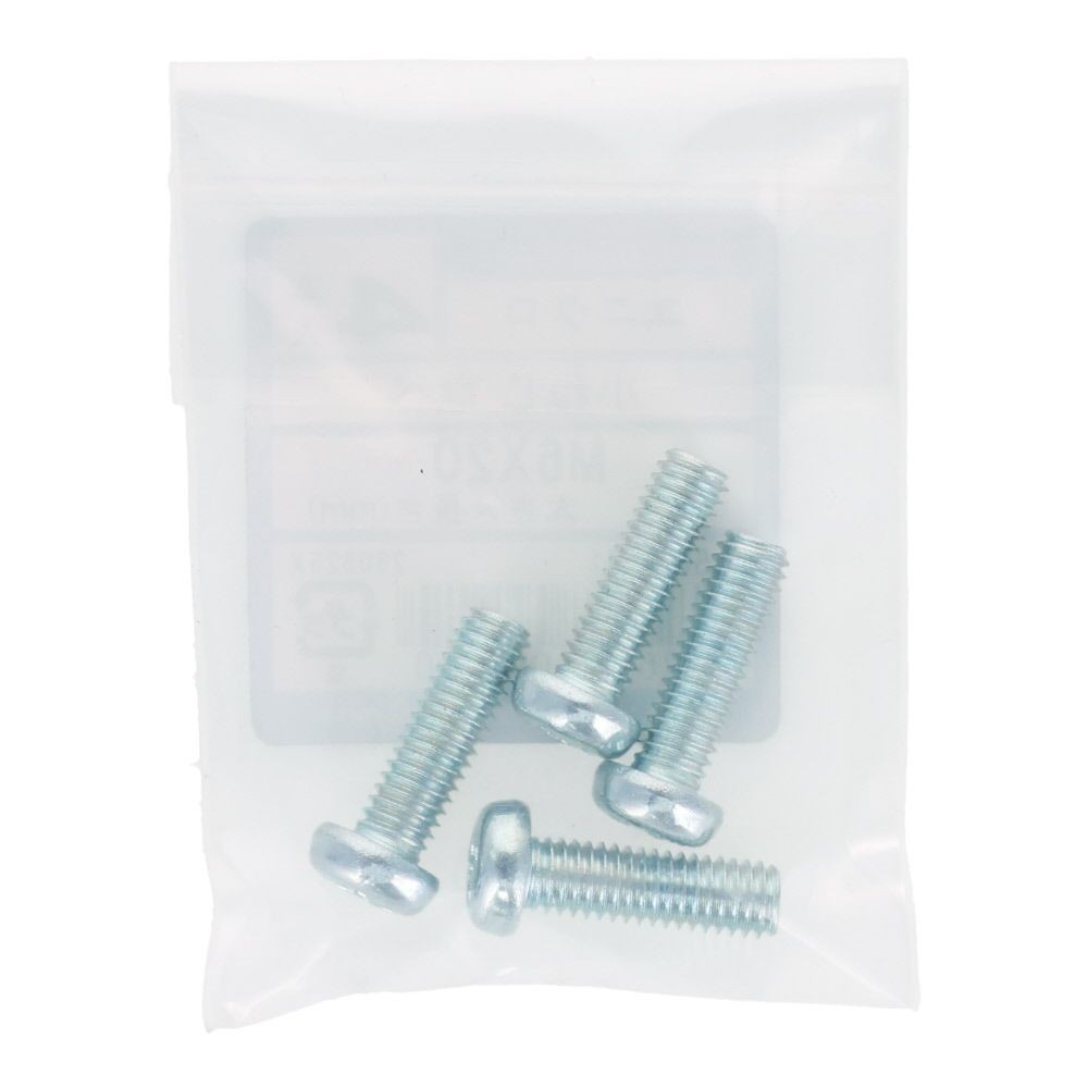 小ねじ　なべ　ユニクロ　Ｍ６&times;２０ｍｍ　４本入, シルバー, M6&times;20mm