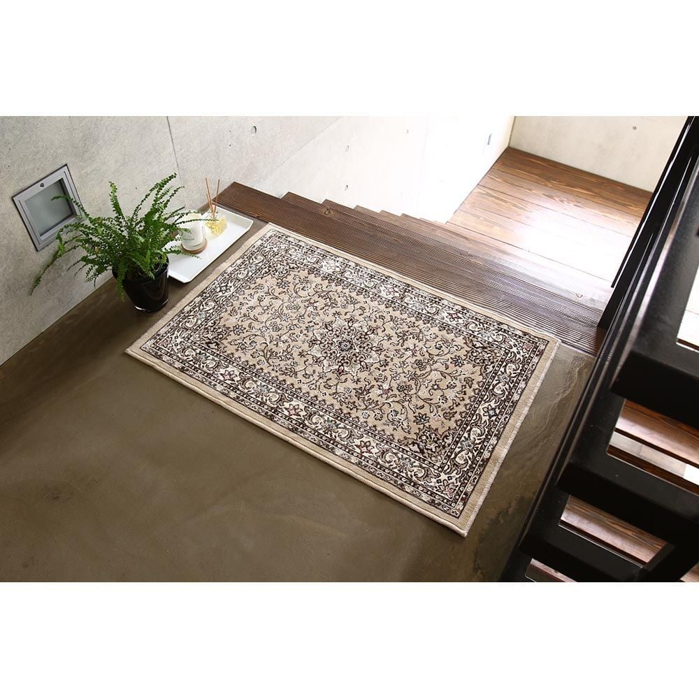 洗える・すべりにくい・抗菌防臭・床暖房対応 60&times;90cm 国産モケットマット SNM ベージュ, ベージュ, 60&times;90cm