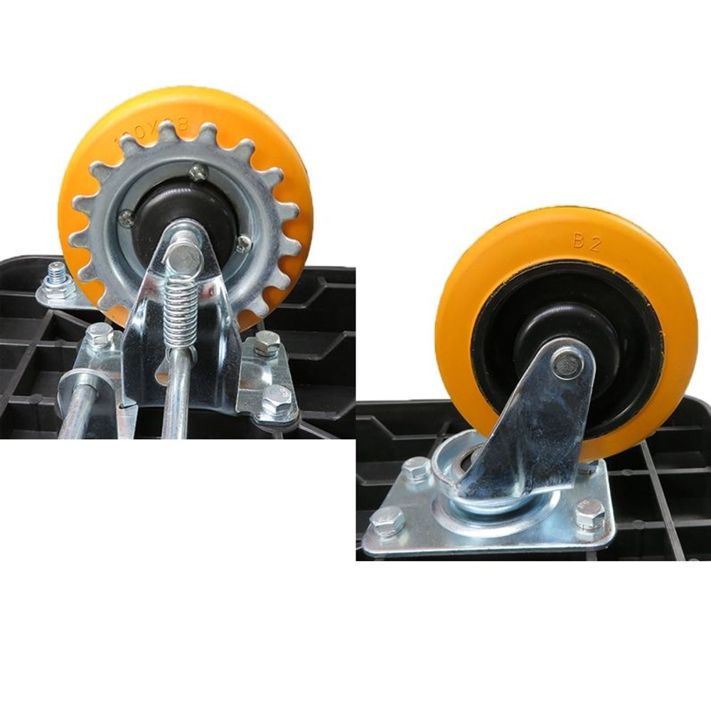 ビバホームオリジナル ハンドブレーキ付きカルシズ樹脂台車, 耐荷重150kg, 幅450×奥行730×高さ910