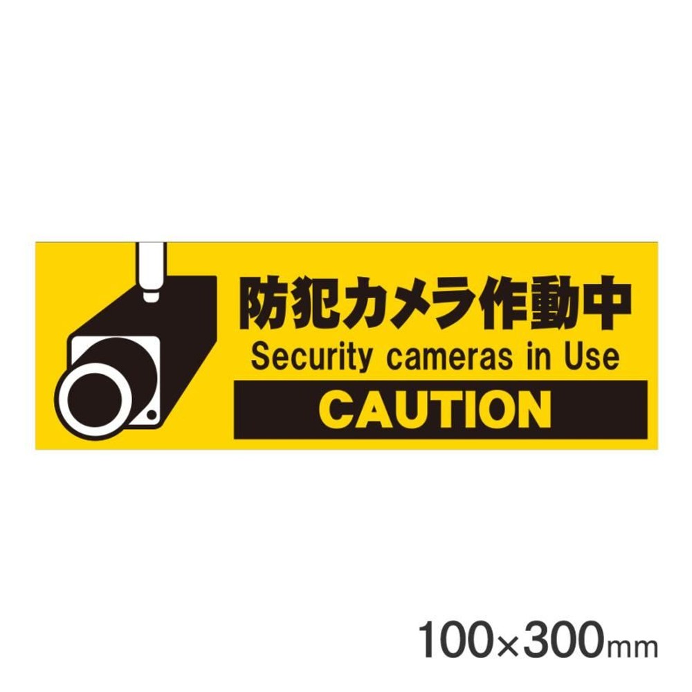 サインプレート 防犯カメラ作動中 100&times;300mm P3010-51, 防犯カメラ作動中, 100&times;300mm