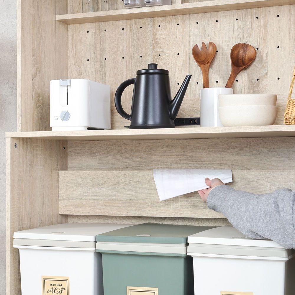 不二貿易 ゴミ箱上キャビネット　９０幅　オーク【メーカー直送・代引不可】, オーク, 幅885mm&times;奥行398mm&times;高さ1800mm