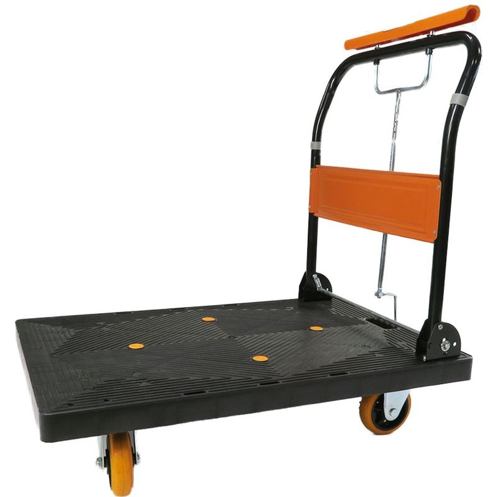 ビバホームオリジナル ハンドブレーキ付きカルシズ樹脂台車, 耐荷重150kg, 幅450&times;奥行730&times;高さ910