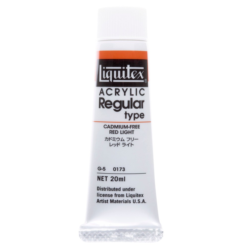【水性アクリル絵具】リキテックスレギュラー6号チューブ(20ml) 173カドミウムフリー レッド ライト, 173カドミウムフリー レッド , 6号チューブ(20ml)
