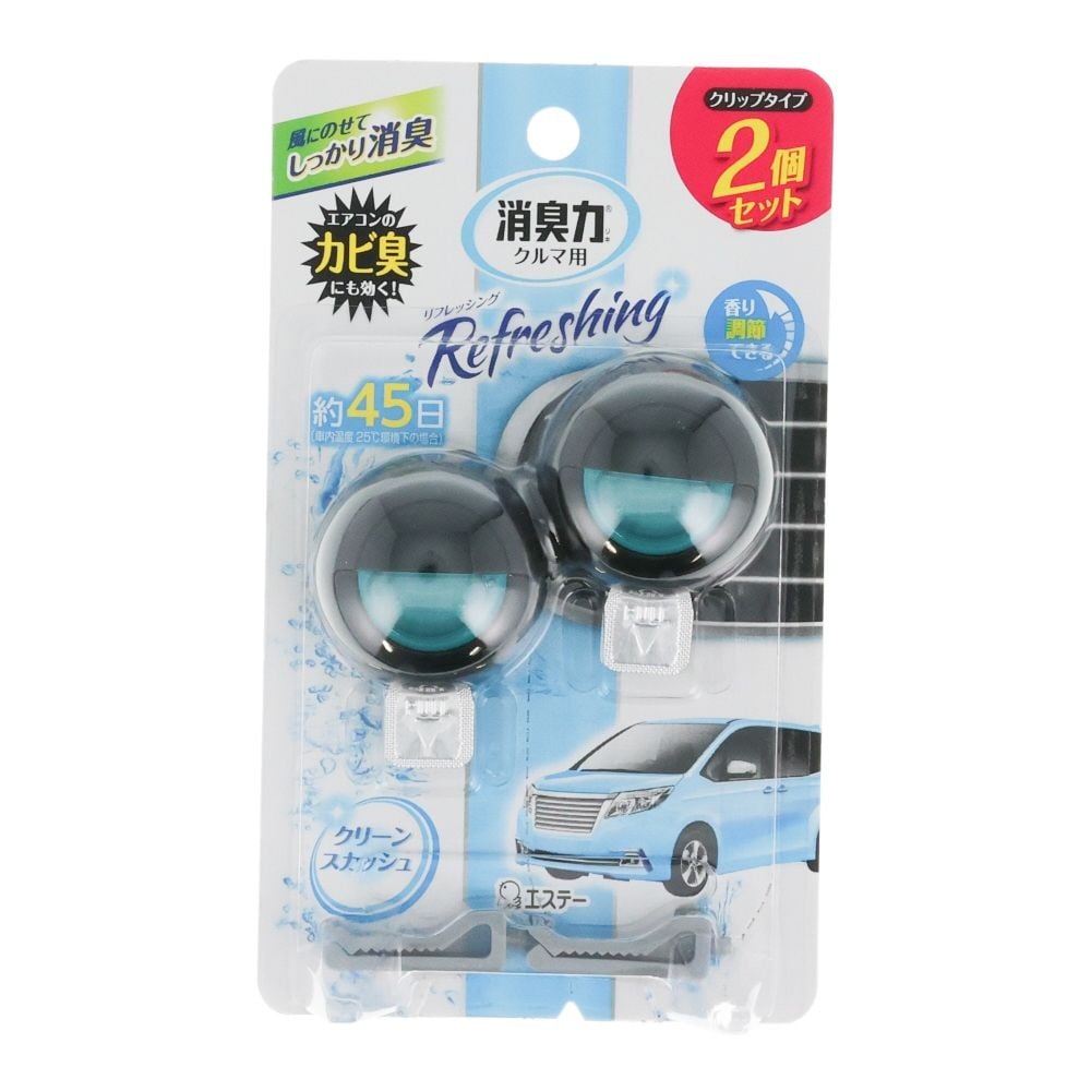 クルマの消臭力　クリップ2P　クリーンスカッシュ, クリップタイプ, 3.2ml&times;2
