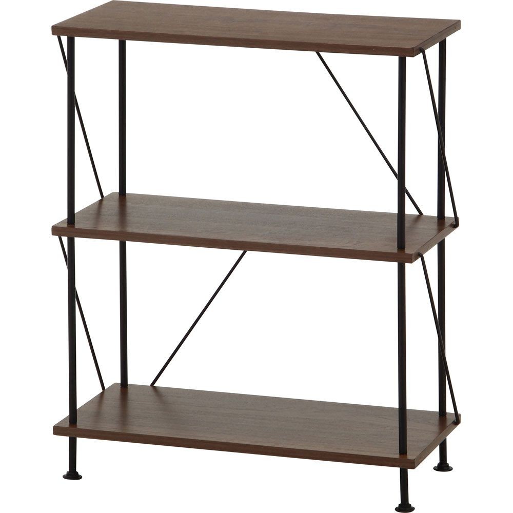 不二貿易 ＥＺＢＯツイストロック　オープンラック３段　ＭＢＲ【メーカー直送・代引不可】, ブラウン, 幅615mm&times;奥行306mm&times;高さ740mm