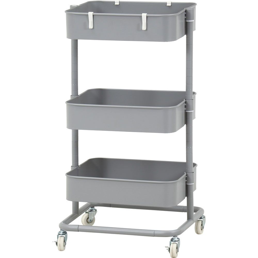 不二貿易 高さが調整できるワゴン　マルシェ　グレー【メーカー直送・代引不可】, グレー, 幅420mm&times;奥行360mm&times;高さ780mm