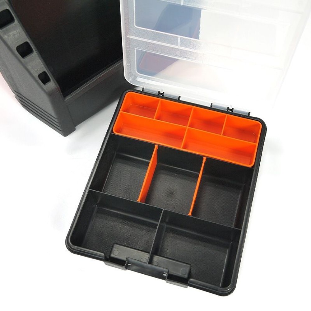 パーツケース付ツールボックス, 黒/オレンジ, 320324