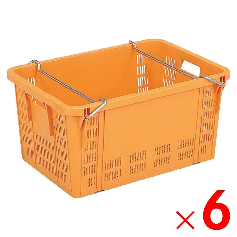 サンコー サンテナー A#80-3 ハンドル付 オレンジ 107602-01 &times;6個セット【メーカー直送・代引不可】【法人限定】, オレンジ, 6P