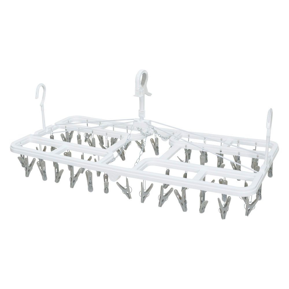 WIZ'A ウィザ 安定して干せるダブルフック付き洗濯ハンガー５０ピンチ, ホワイト, 50P