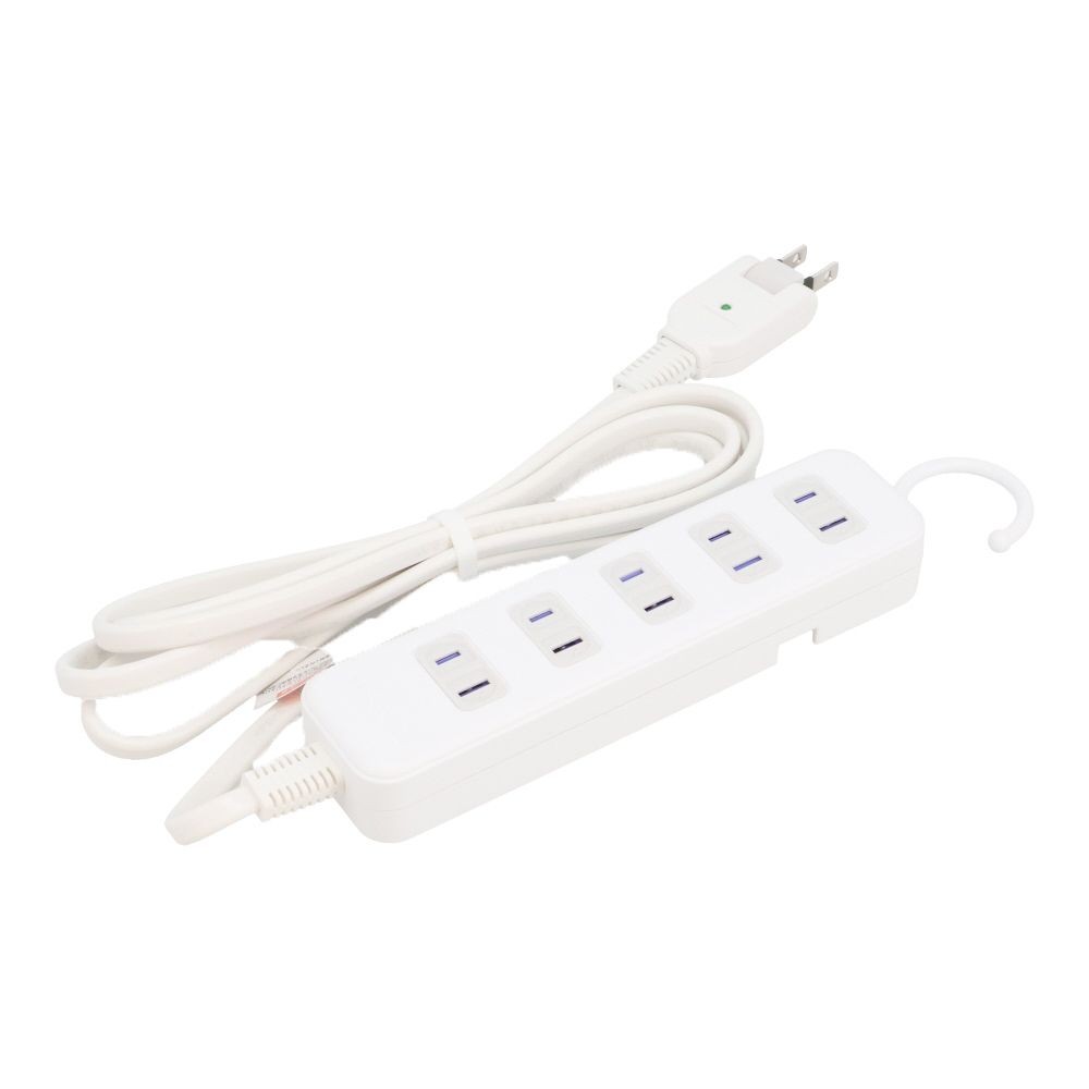 ウィザ WIZ'A フック付きマグネットタップ５個口 ２ｍ, ホワイト, 2.0m