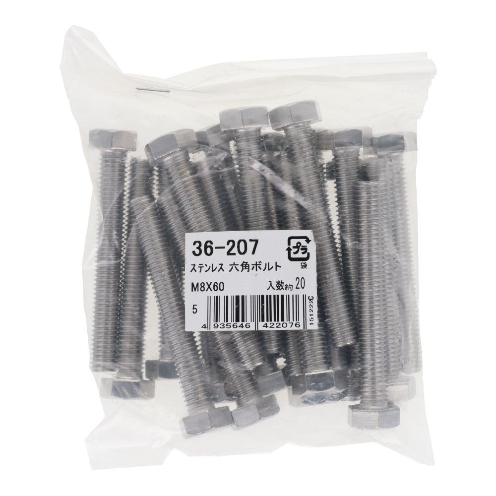 ステンレス　六角ボルト　Ｍ８&times;６０　２０入, ボルト, M8&times;60