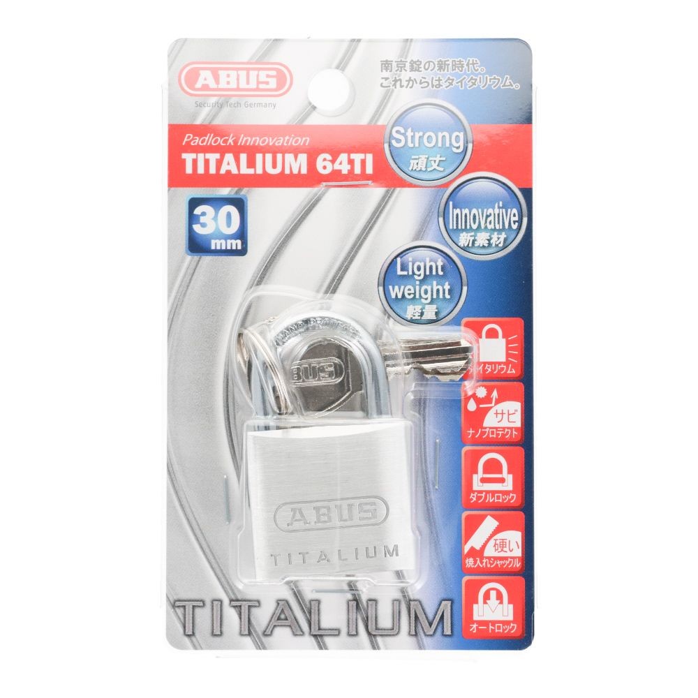 ABUS 軽量シリンダー南京錠 タイタリウム 30mm, タイタリウム, 30mm