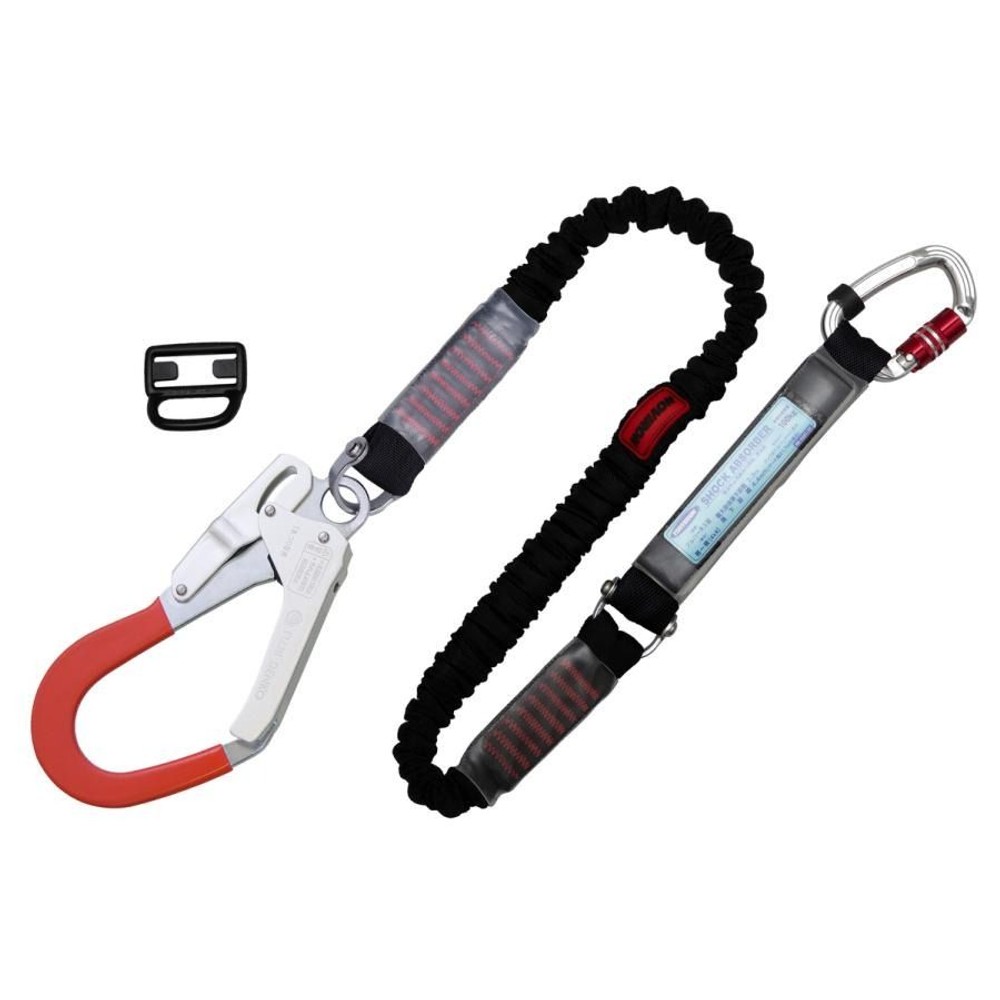 WIZ'A ウィザ ツヨロン フルハーネス用 ノビロン シングルランヤード THL-NV93-21KS-BK-R23AKS型-BP, レッド＋ブラック, シングル