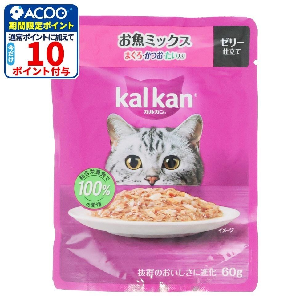 カルカンパウチ　お魚Ｍ　まぐろ・かつお・たい入り, お魚Ｍ　まぐろ・かつお・たい入り, 60g
