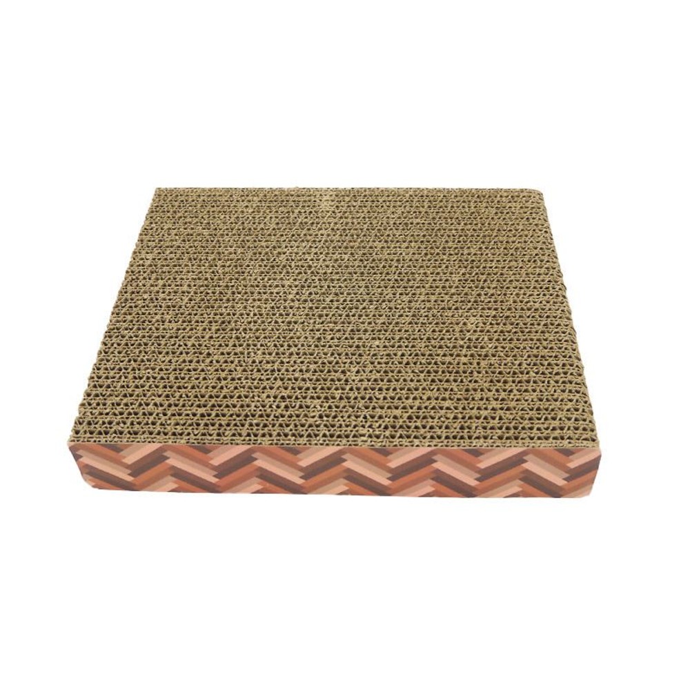 ねこのつめとぎ ブロックタイプ  スクエア スクラッチャー ヘリンボーン, ブラウン, 2.9kg