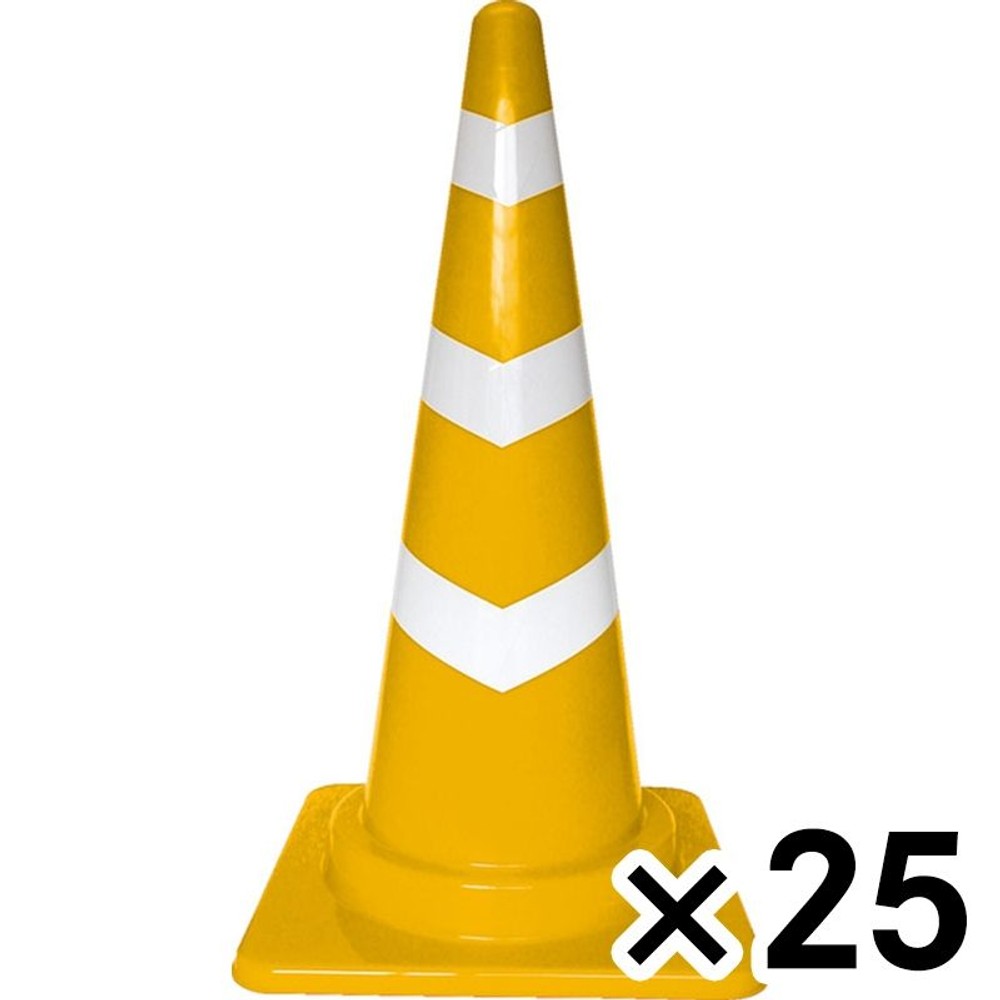 サンコー 軽量スコッチコーン　700Ｈ　黄／白 &times;25個セット【メーカー直送・代引不可】【法人限定】, イエロー, 25P