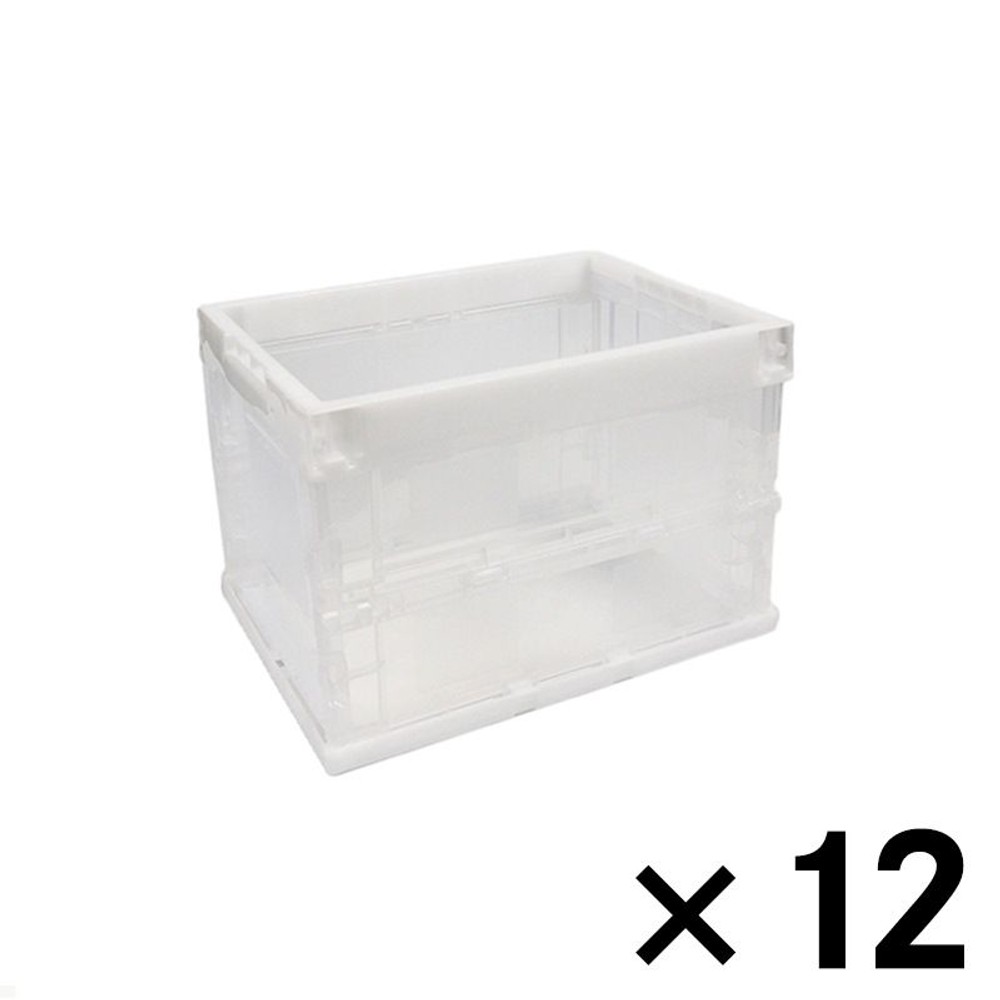 折りたたみコンテナ（小）　クリア ×12個セット, クリア, 小