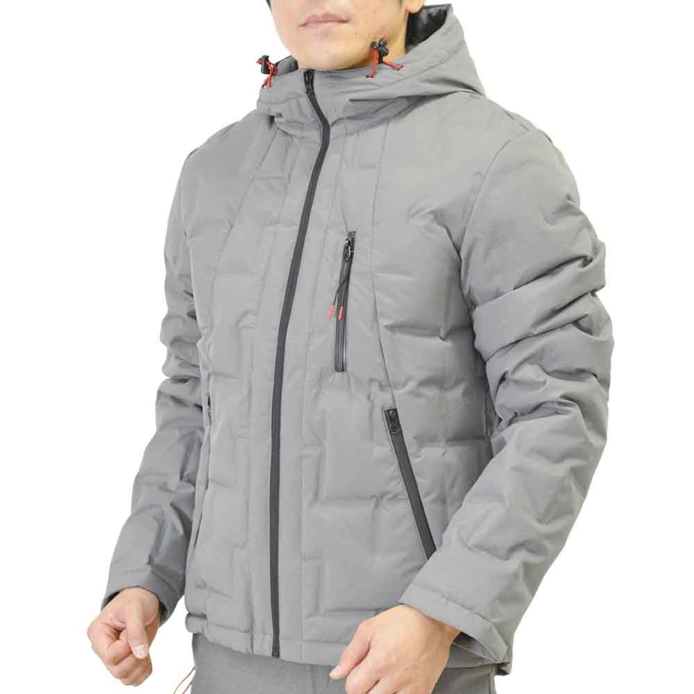 アウターシームレスダウンジャケット チャコール, チャコール, Lサイズ