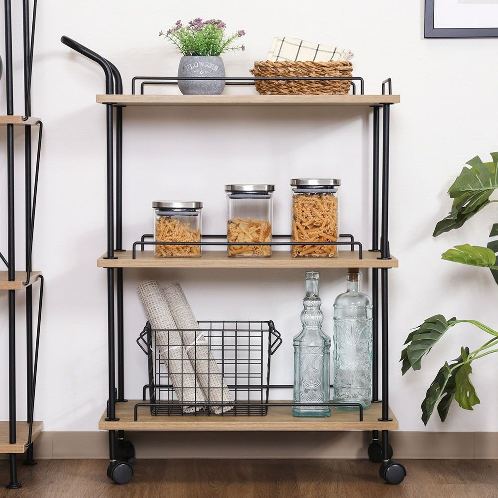 不二貿易 ＥＺＢＯツイストロック　キッチンカート　ＯＡＫ　ＮＡ【メーカー直送・代引不可】, ナチュラル, 幅680mm&times;奥行300mm&times;高さ900mm