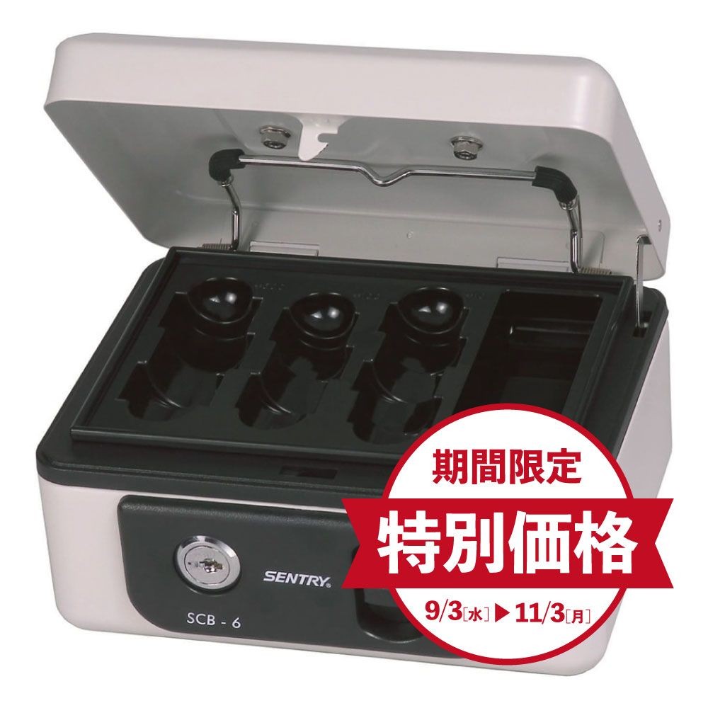 【期間限定特別価格】セントリー　手提げ金庫　ＳＣＢ―6, ライトグレー, SCB-6