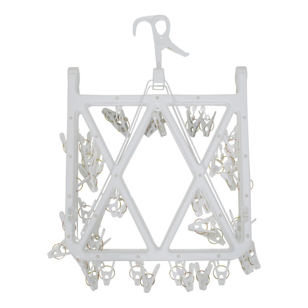 ウィザ WIZ'A　ピンチが回転して干しやすい洗濯ハンガー　４２ピンチ, ホワイト, 42ピンチ