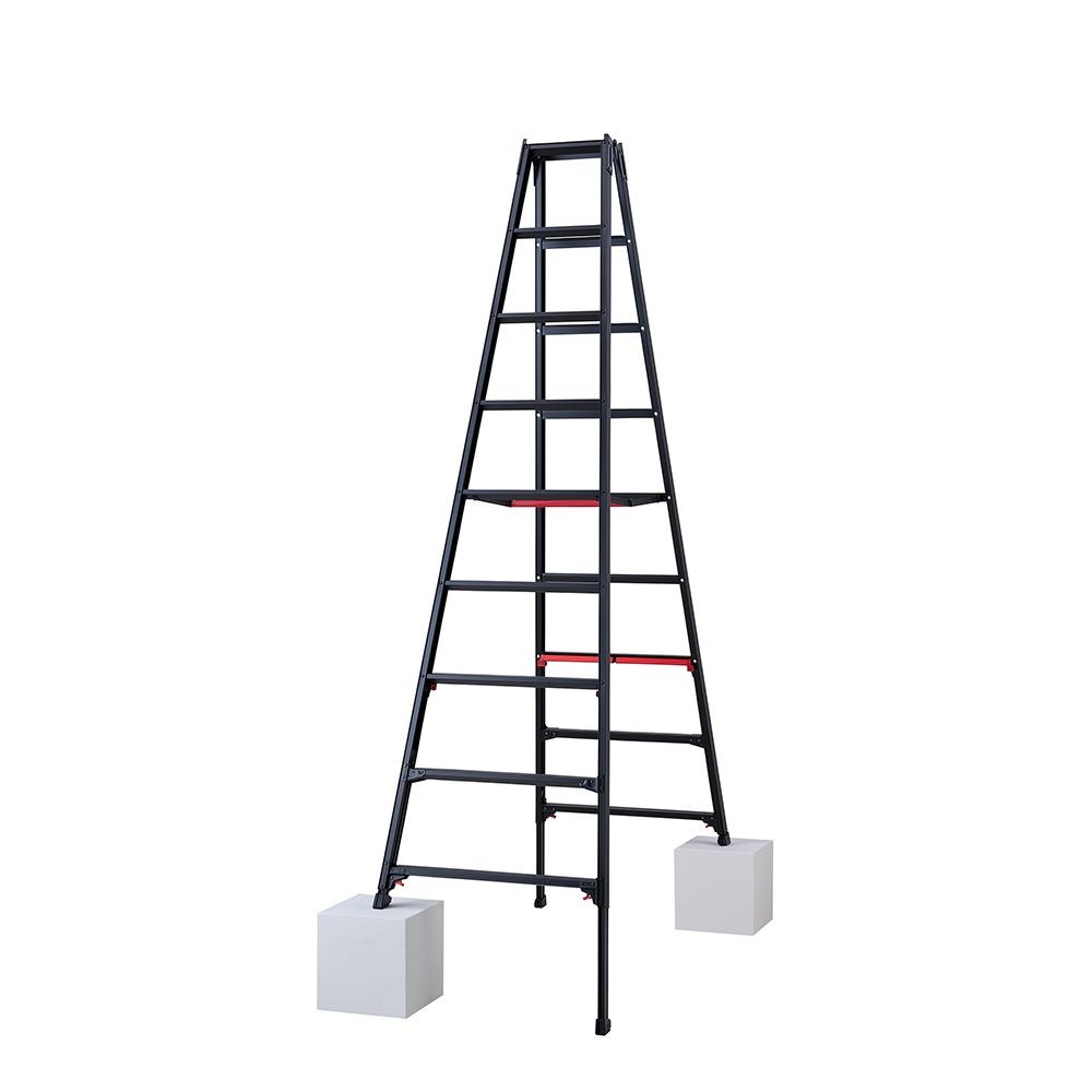 【法人限定】長谷川工業 伸縮脚立上部操作タイプ シャガマンブラック ＲＹＲＢー２７, ブラック, RYRB-27